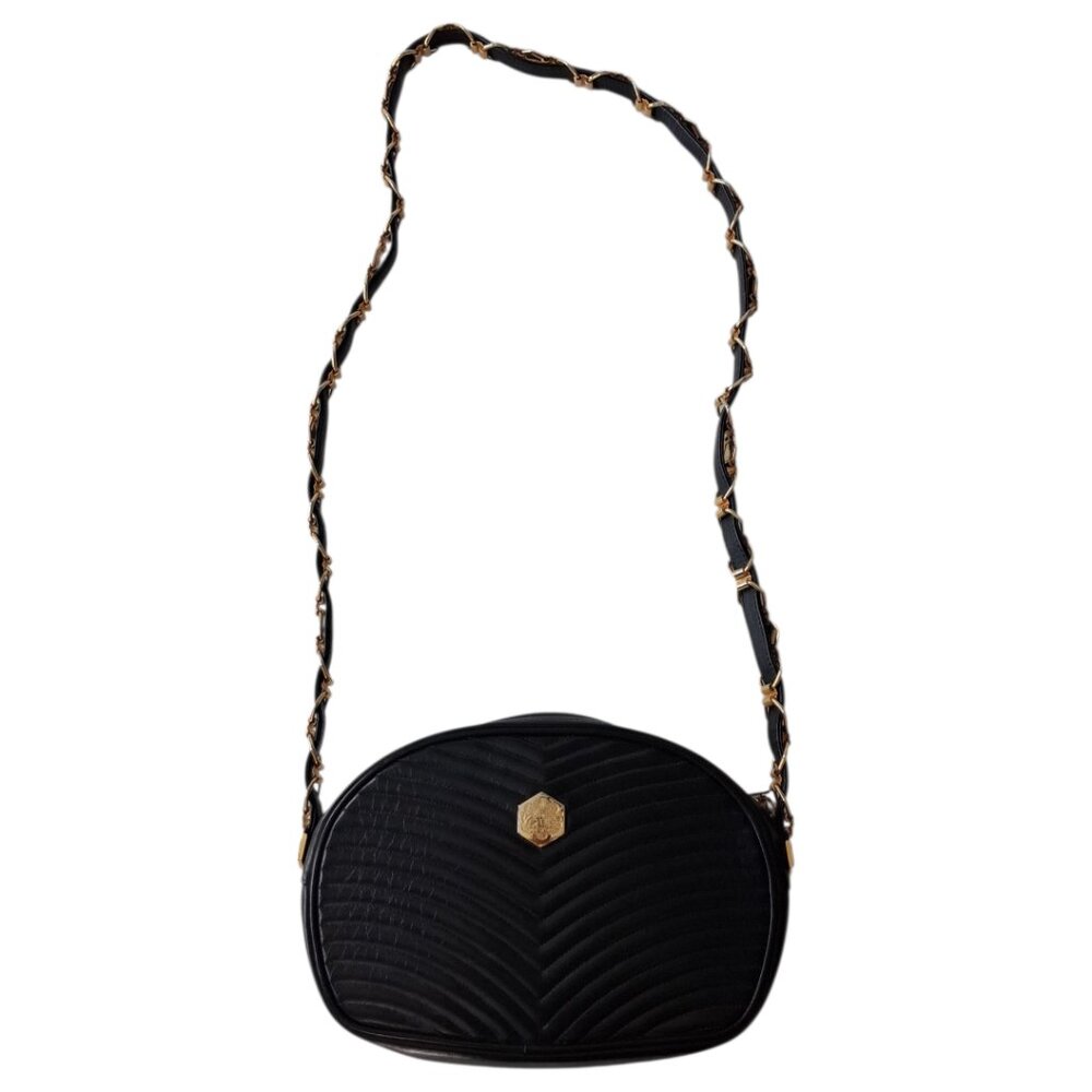 RARE Vintage Revillon French Oval Quilted Leather Antique 80s Handbag